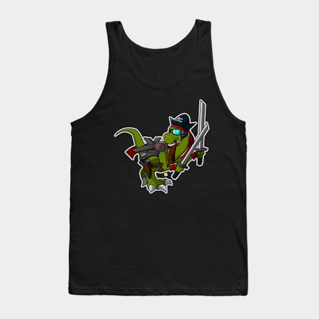 Ninja space pirate dinosaur with two Katanas Tank Top by vhzc